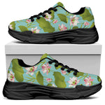 Pink Lotus Pattern Print Black Chunky Shoes