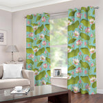 Pink Lotus Pattern Print Blackout Grommet Curtains