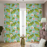 Pink Lotus Pattern Print Blackout Pencil Pleat Curtains