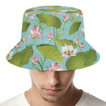Pink Lotus Pattern Print Bucket Hat