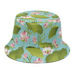 Pink Lotus Pattern Print Bucket Hat