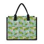 Pink Lotus Pattern Print Canvas Tote Bag
