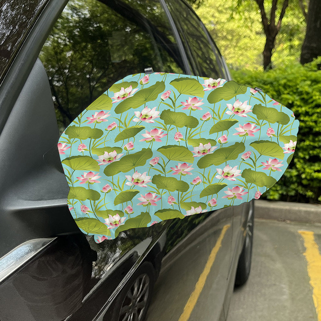Pink Lotus Pattern Print Car Side Mirror Covers