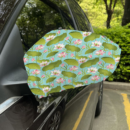 Pink Lotus Pattern Print Car Side Mirror Covers