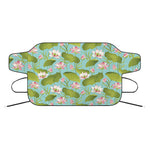 Pink Lotus Pattern Print Car Windshield Snow Cover