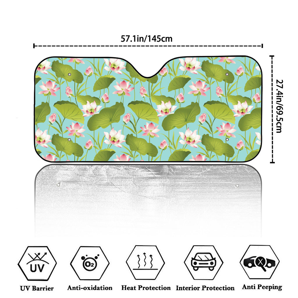 Pink Lotus Pattern Print Car Windshield Sun Shade