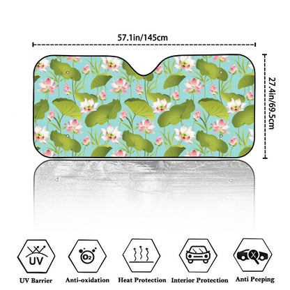Pink Lotus Pattern Print Car Windshield Sun Shade