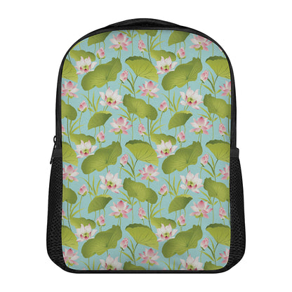Pink Lotus Pattern Print Casual Backpack