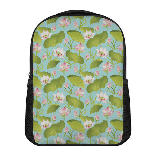 Pink Lotus Pattern Print Casual Backpack