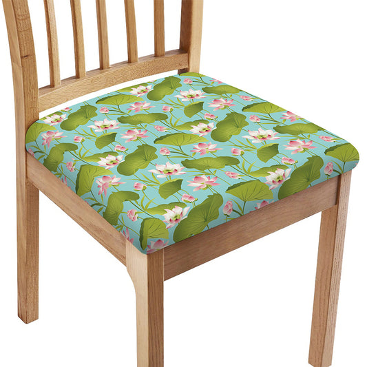 Pink Lotus Pattern Print Chair Cushion Cover