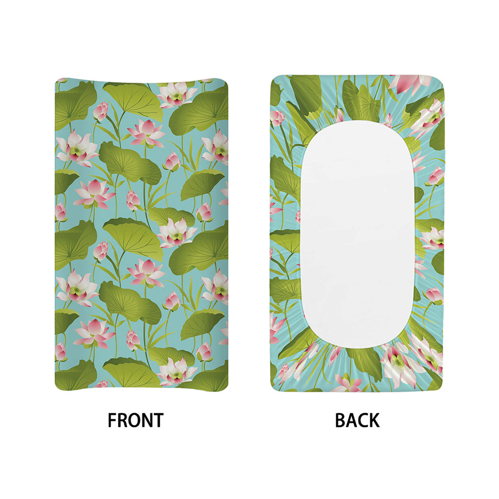 Pink Lotus Pattern Print Changing Pad Cover
