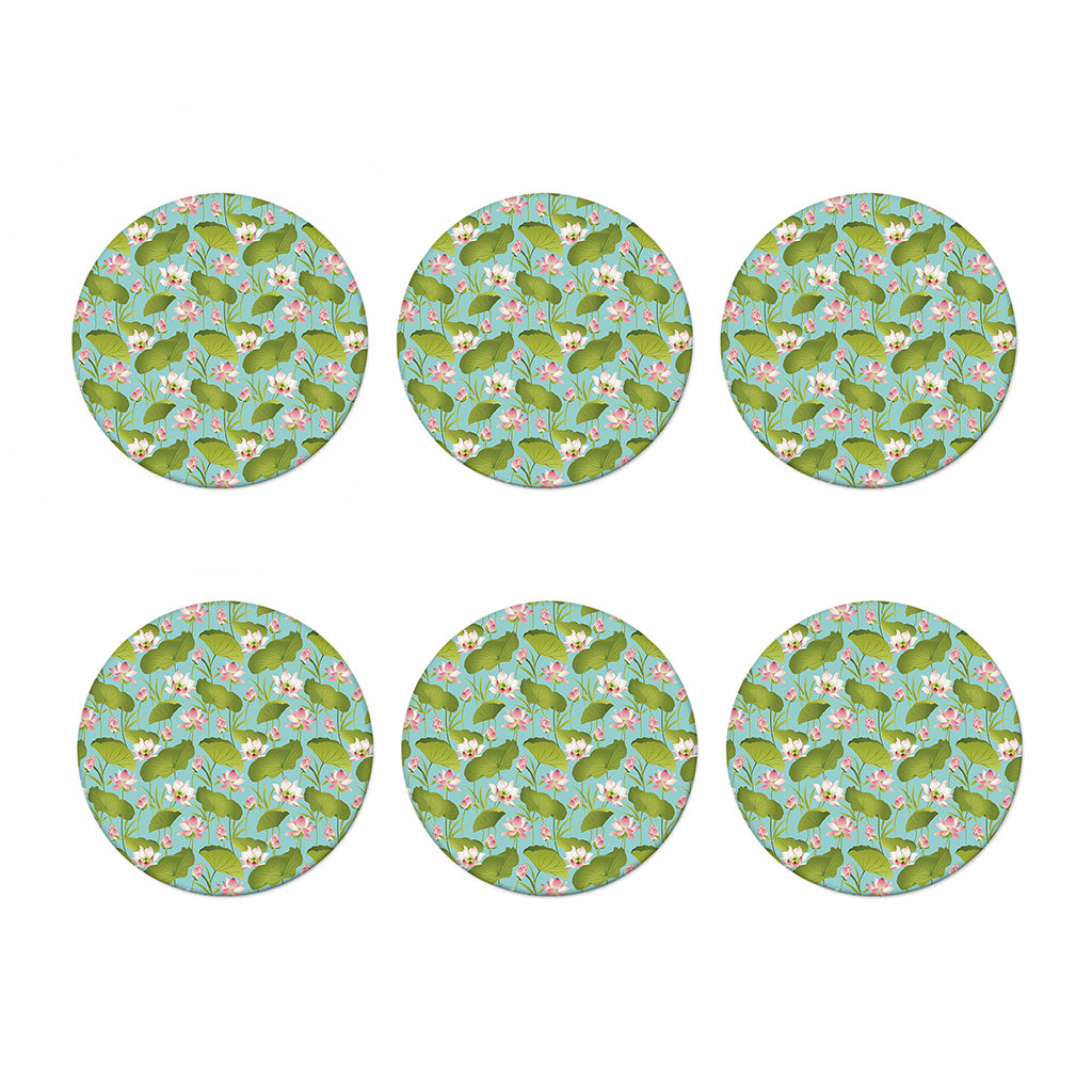 Pink Lotus Pattern Print Coaster Set