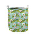 Pink Lotus Pattern Print Collapsible Laundry Basket