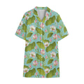 Pink Lotus Pattern Print Cotton Hawaiian Shirt