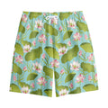 Pink Lotus Pattern Print Cotton Shorts