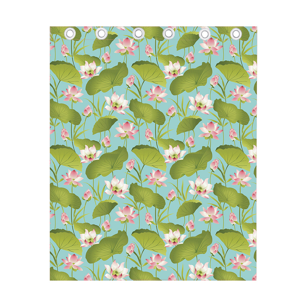 Pink Lotus Pattern Print Curtain