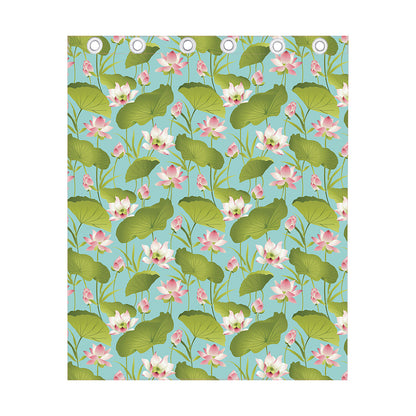Pink Lotus Pattern Print Curtain