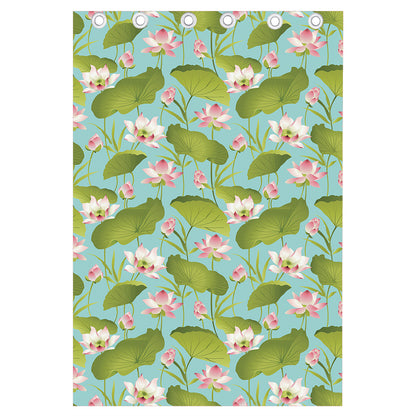 Pink Lotus Pattern Print Curtain