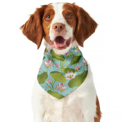 Pink Lotus Pattern Print Dog Bandana