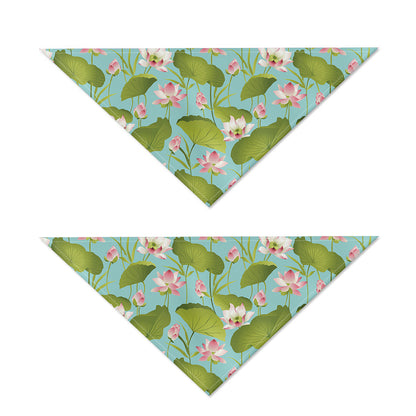 Pink Lotus Pattern Print Dog Bandana