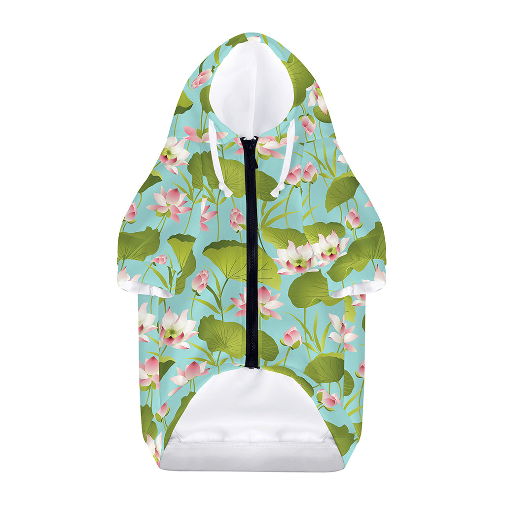 Pink Lotus Pattern Print Dog Zip Up Hoodie