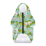 Pink Lotus Pattern Print Dog Zip Up Hoodie