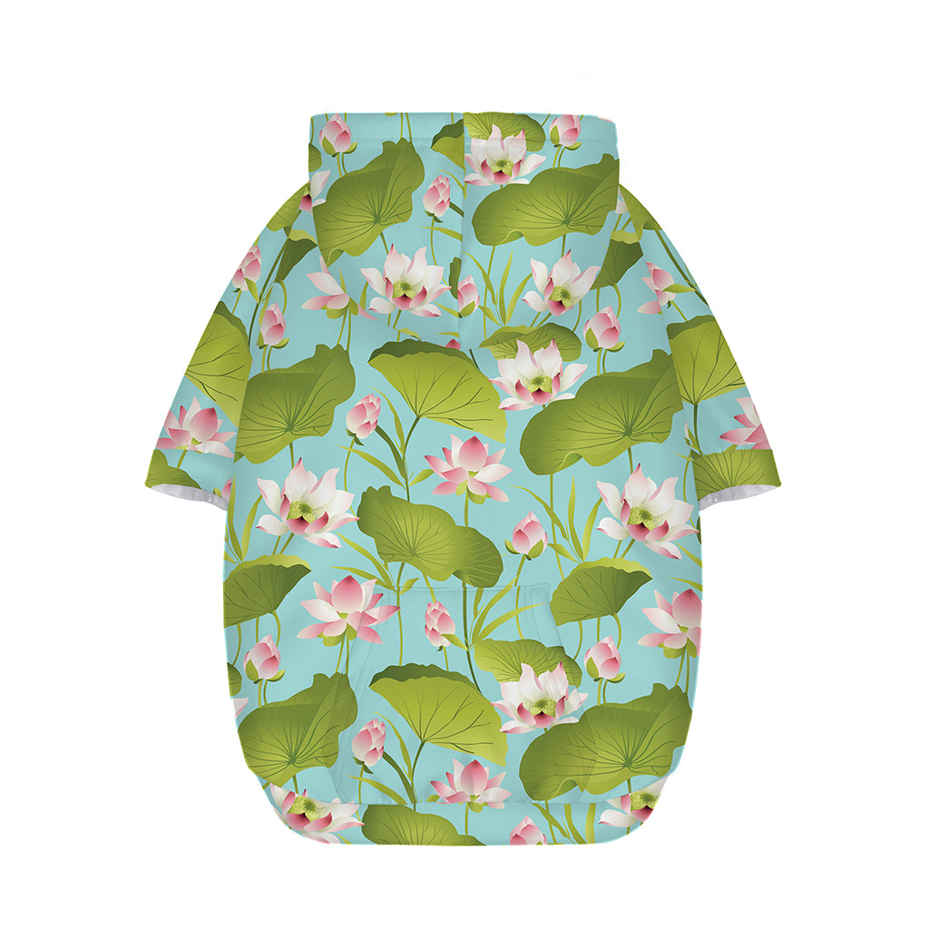 Pink Lotus Pattern Print Dog Zip Up Hoodie