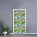 Pink Lotus Pattern Print Door Sticker