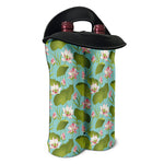 Pink Lotus Pattern Print Double Neoprene Wine Tote