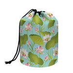 Pink Lotus Pattern Print Drawstring Makeup Bag