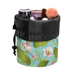 Pink Lotus Pattern Print Drawstring Makeup Bag