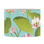 Pink Lotus Pattern Print Drum Lamp Shade
