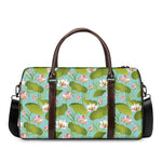 Pink Lotus Pattern Print Duffle Bag