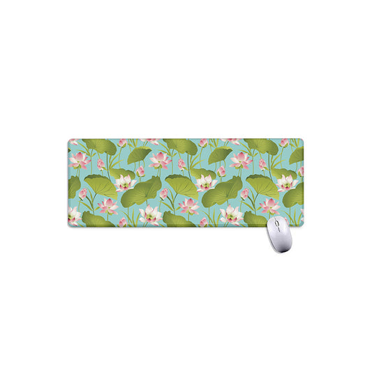 Pink Lotus Pattern Print Extended Mouse Pad