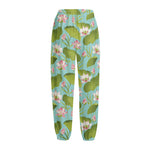 Pink Lotus Pattern Print Fleece Lined Knit Pants
