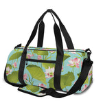 Pink Lotus Pattern Print Gym Bag