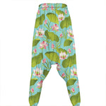 Pink Lotus Pattern Print Hammer Pants