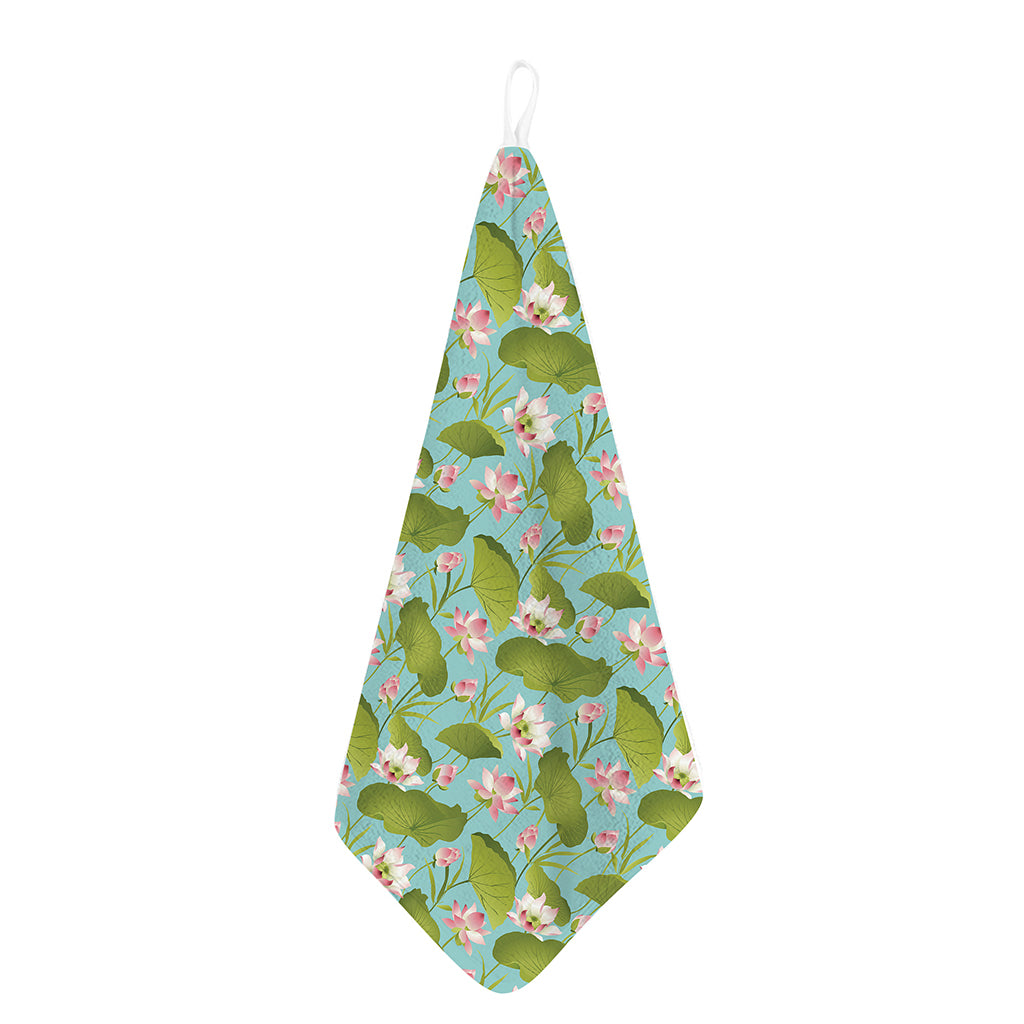 Pink Lotus Pattern Print Hand Towel