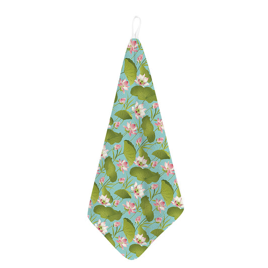 Pink Lotus Pattern Print Hand Towel