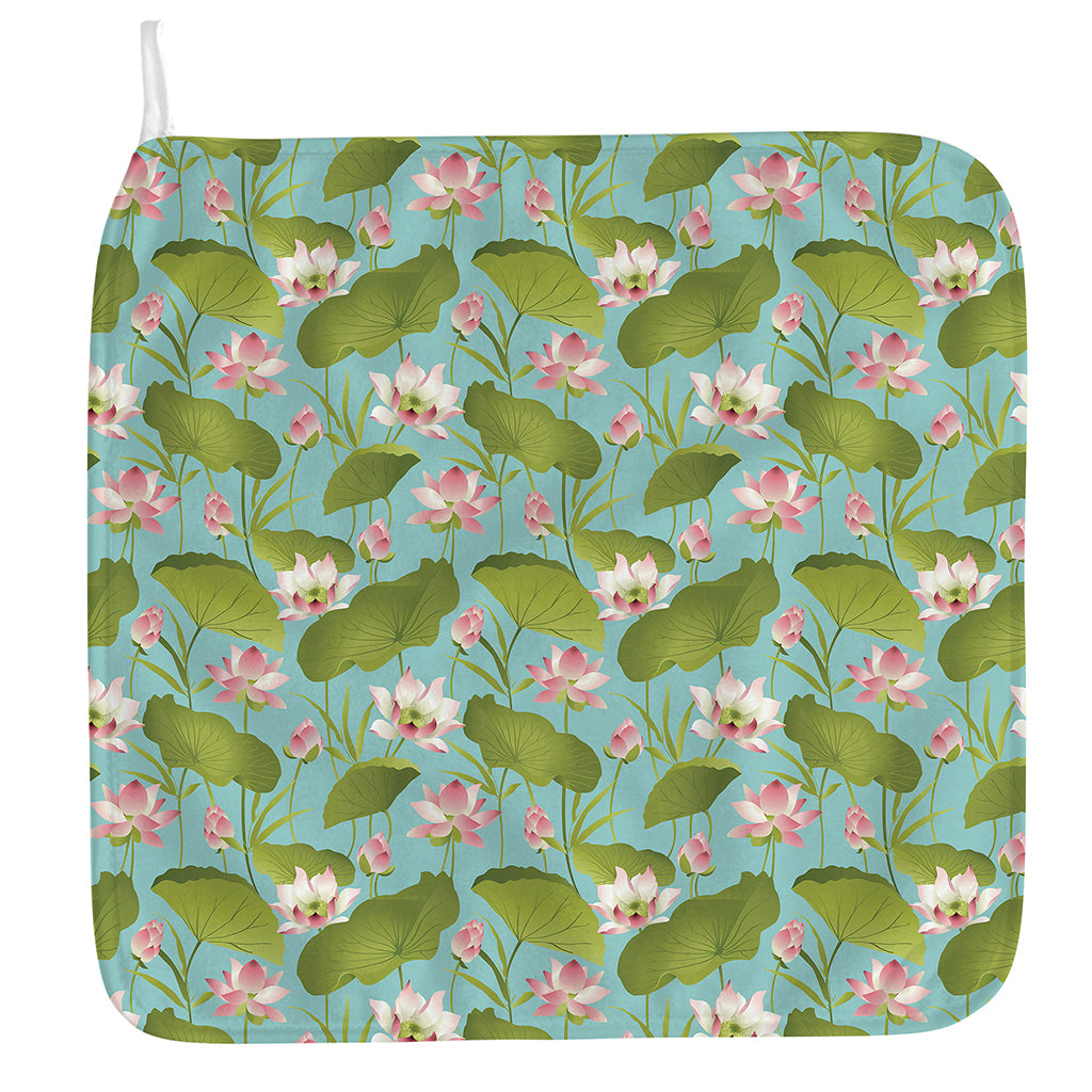 Pink Lotus Pattern Print Hand Towel