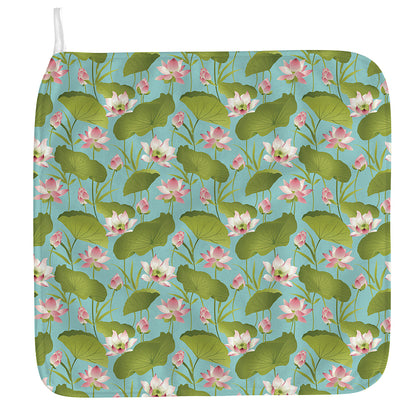 Pink Lotus Pattern Print Hand Towel