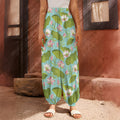 Pink Lotus Pattern Print Harem Pants