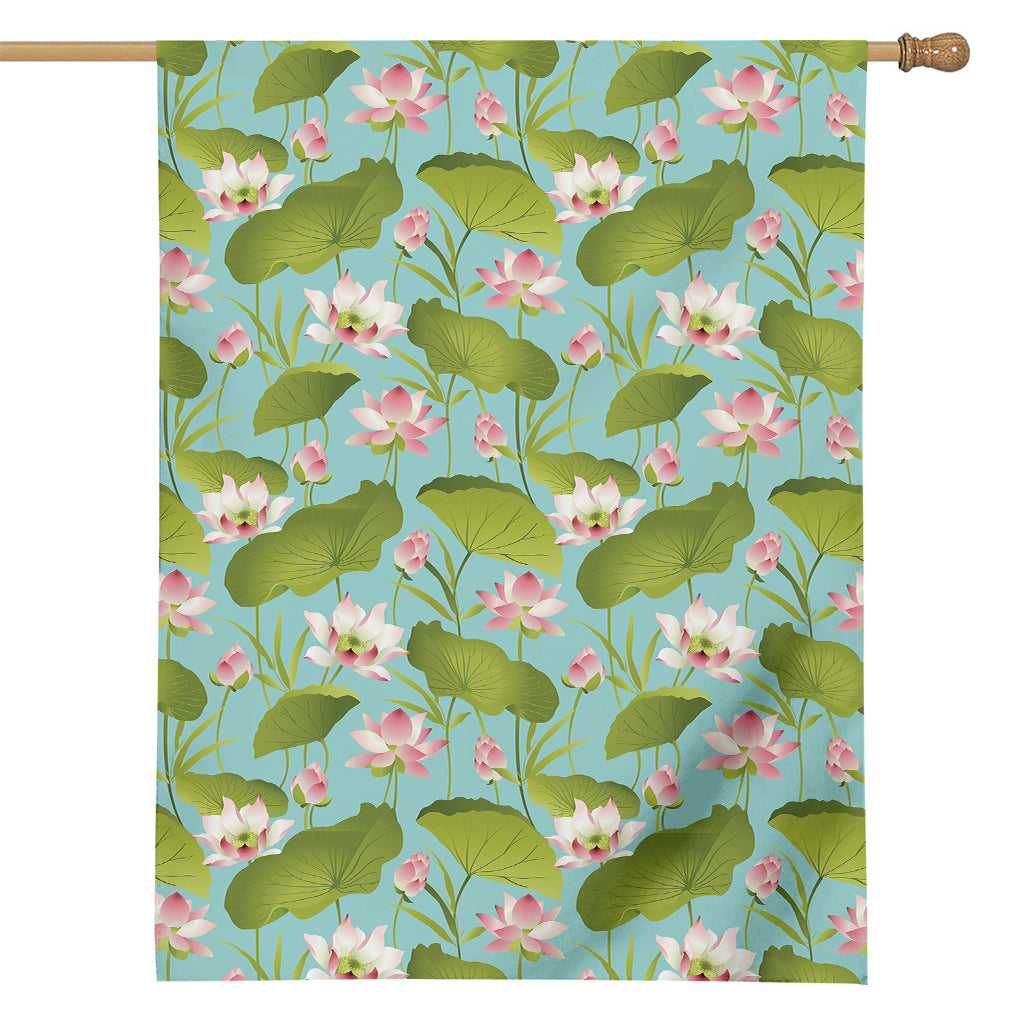 Pink Lotus Pattern Print House Flag