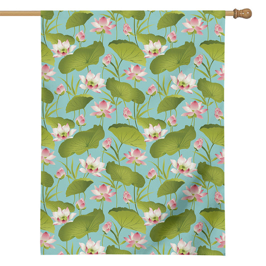 Pink Lotus Pattern Print House Flag