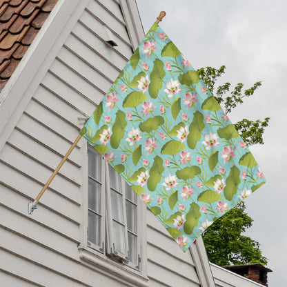 Pink Lotus Pattern Print House Flag