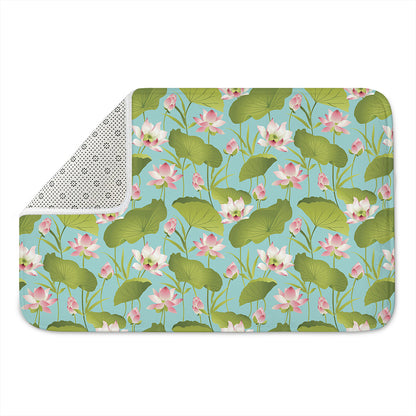 Pink Lotus Pattern Print Indoor Door Mat