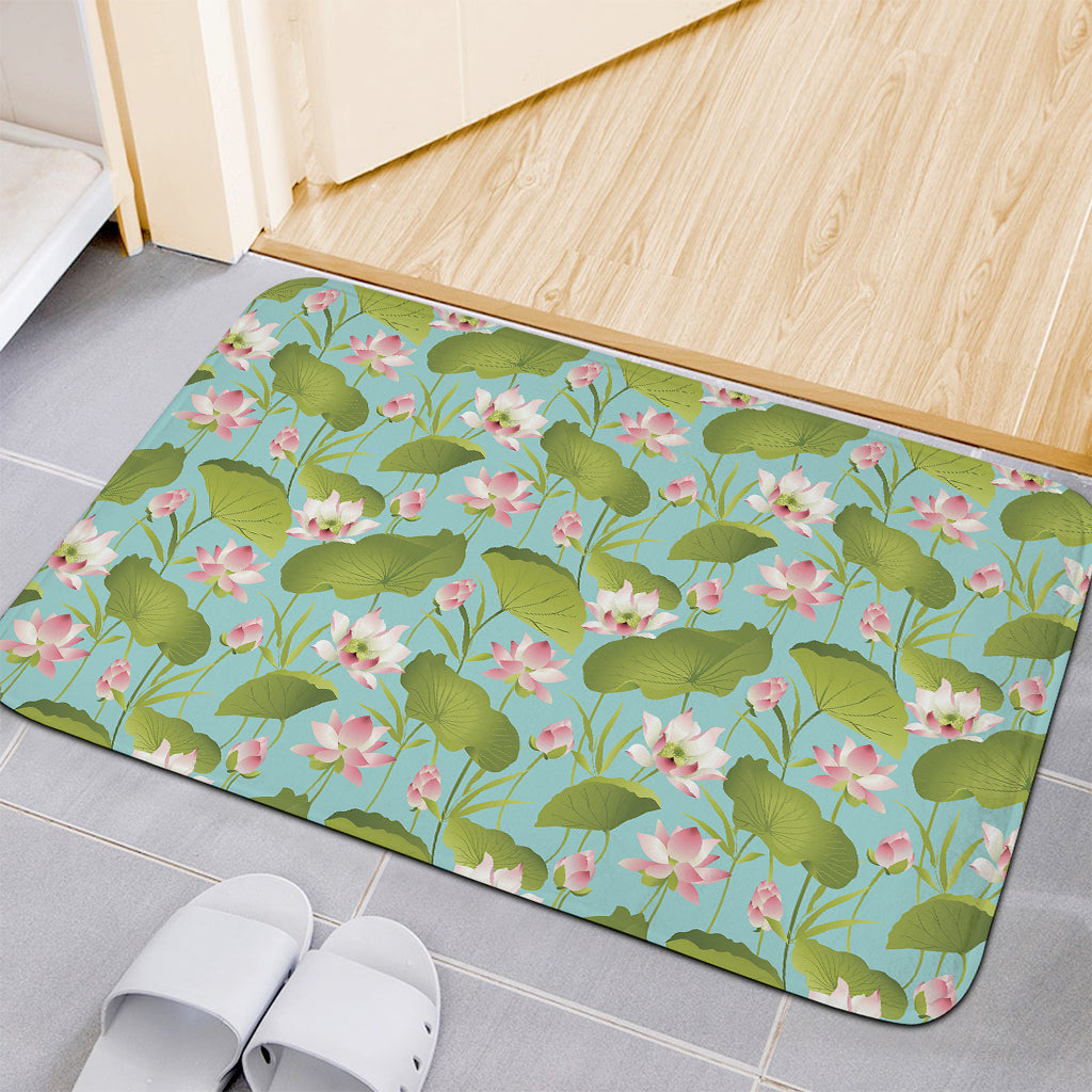 Pink Lotus Pattern Print Indoor Door Mat