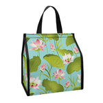 Pink Lotus Pattern Print Insulated Lunch Tote