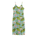 Pink Lotus Pattern Print Jersey Midi Cami Dress