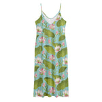 Pink Lotus Pattern Print Jersey Midi Cami Dress